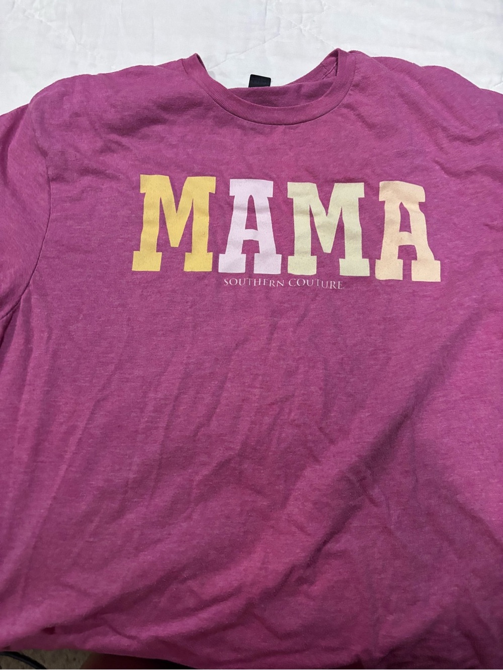 Gildan Kids' MAMA Graphic Tee in Magenta with Pastel Letters